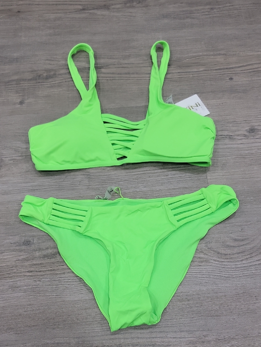 Neon Green Strappy Bikini Set